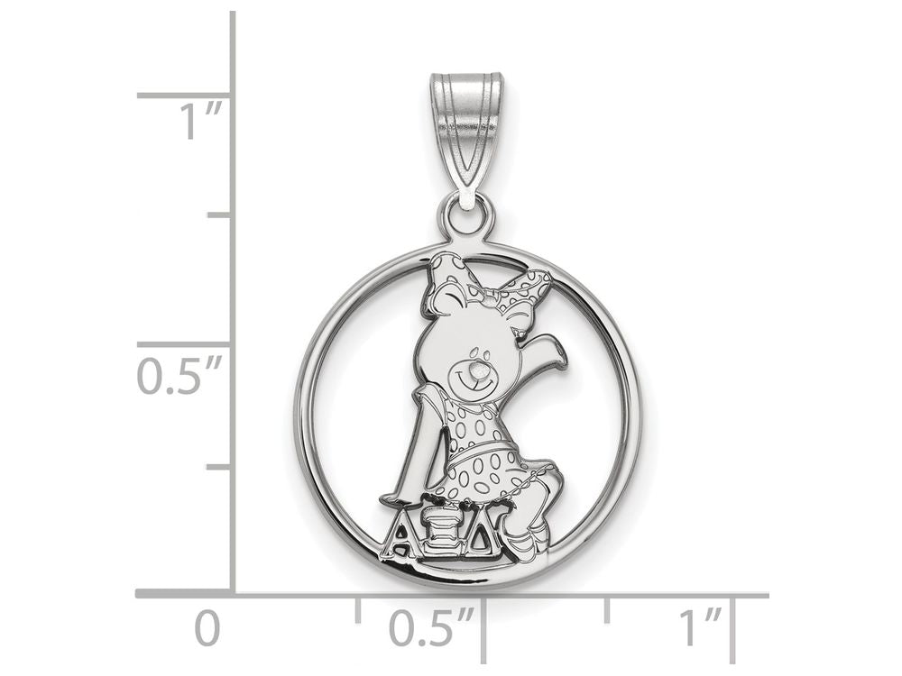 LogoArt Sterling Silver Alpha Xi Delta Small Circle Pendant Necklace