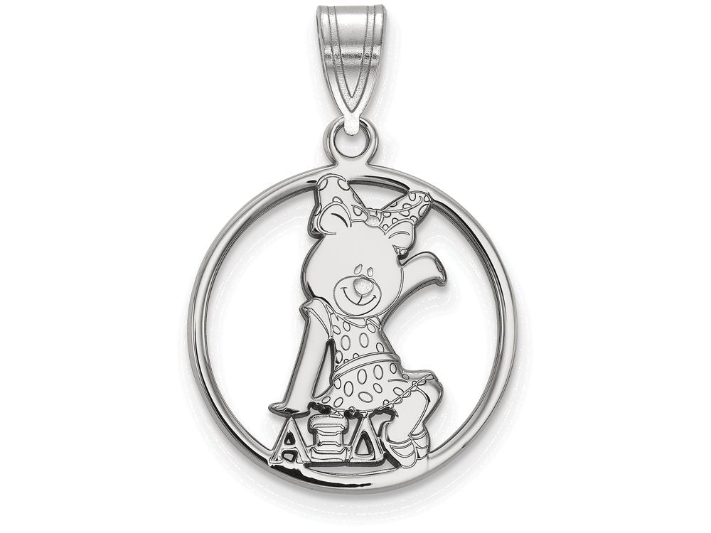 LogoArt Sterling Silver Alpha Xi Delta Small Circle Pendant Necklace