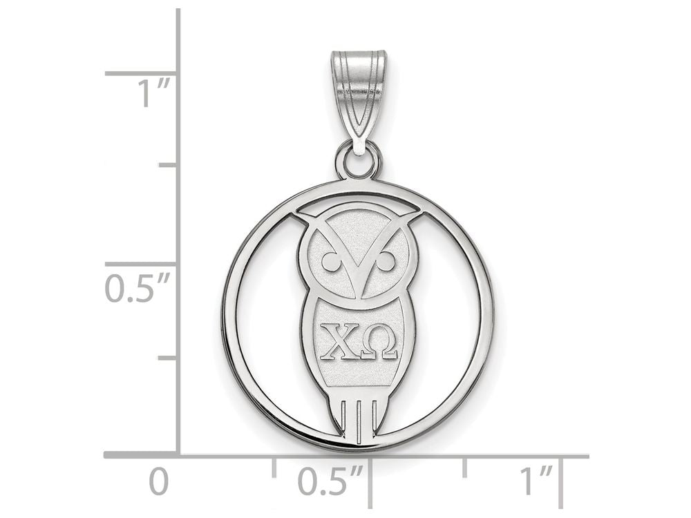 LogoArt Sterling Silver Chi Omega Small Circle Pendant Necklace