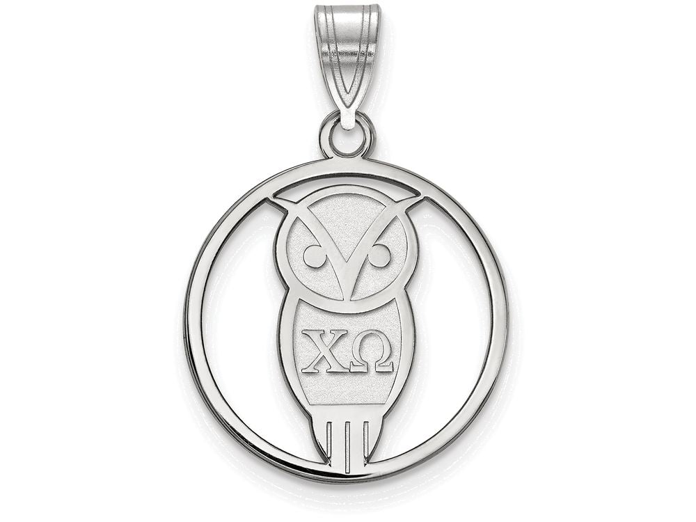 LogoArt Sterling Silver Chi Omega Small Circle Pendant Necklace
