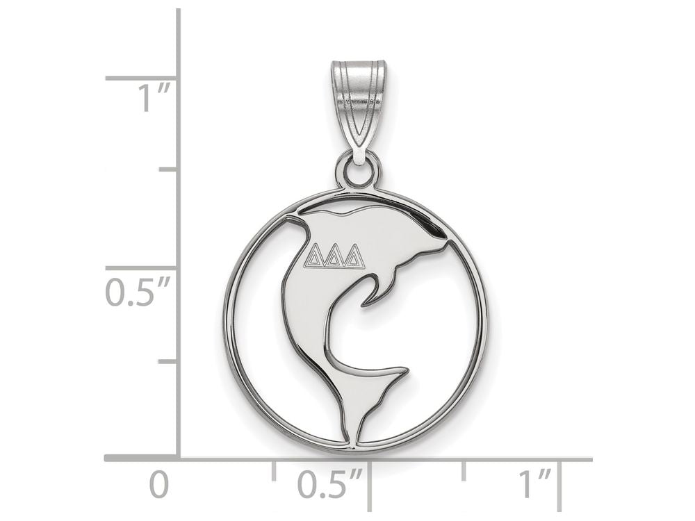 LogoArt Sterling Silver Delta Delta Delta Small Circle Pendant Necklace
