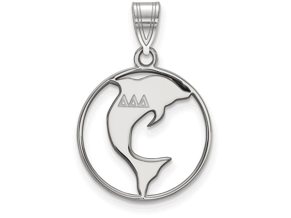 LogoArt Sterling Silver Delta Delta Delta Small Circle Pendant Necklace