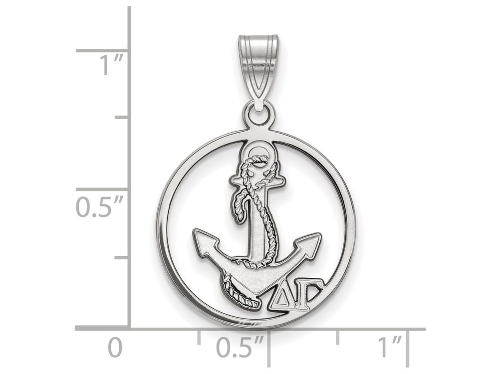LogoArt Sterling Silver Delta Gamma Small Circle Pendant Necklace