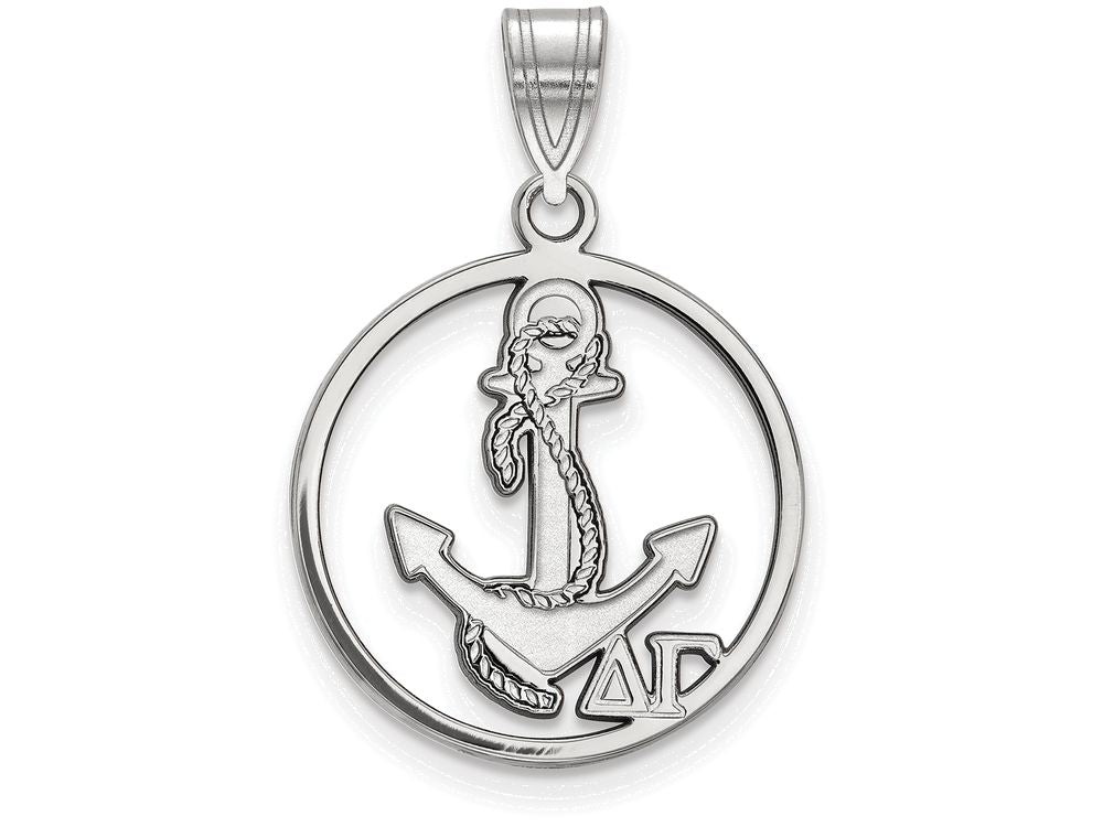 LogoArt Sterling Silver Delta Gamma Small Circle Pendant Necklace