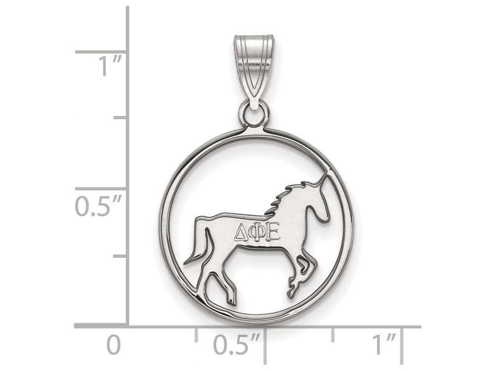 LogoArt Sterling Silver Delta Phi Epsilon Small Circle Pendant Necklace