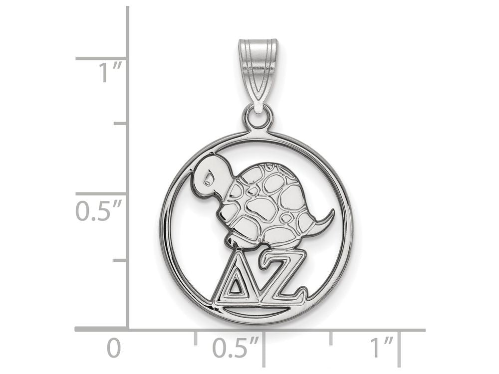LogoArt Sterling Silver Delta Zeta Small Circle Pendant Necklace