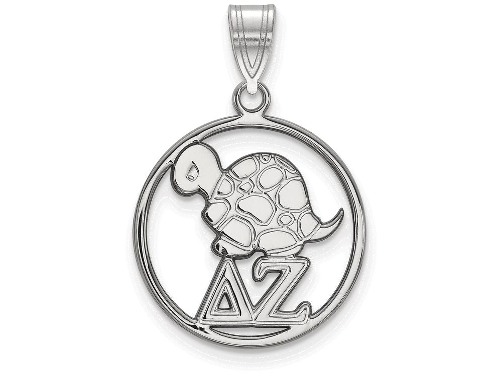 LogoArt Sterling Silver Delta Zeta Small Circle Pendant Necklace