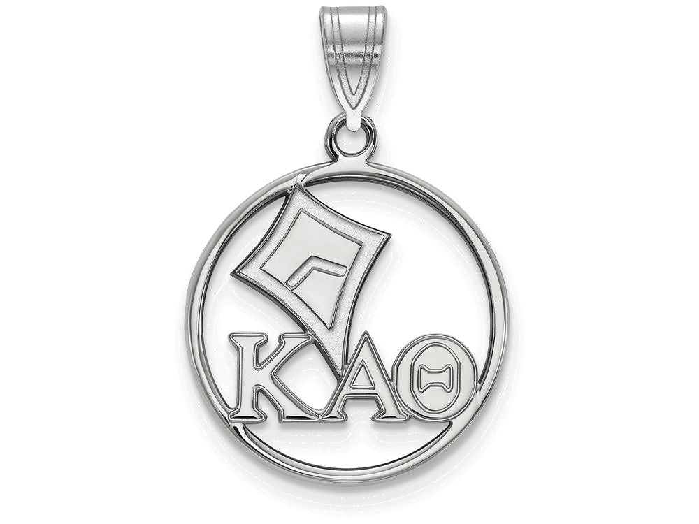 LogoArt Sterling Silver Kappa Alpha Theta Small Circle Pendant Necklace