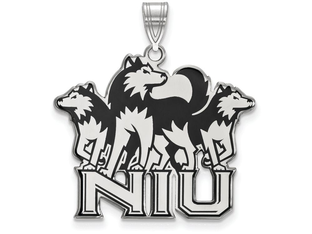 LogoArt Sterling Silver Northern Illinois University XL Enamel Pendant Necklace