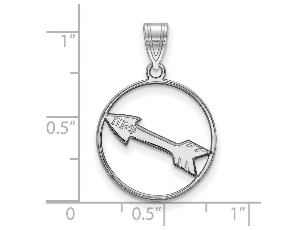 LogoArt Sterling Silver Pi Beta Phi Small Circle Pendant Necklace