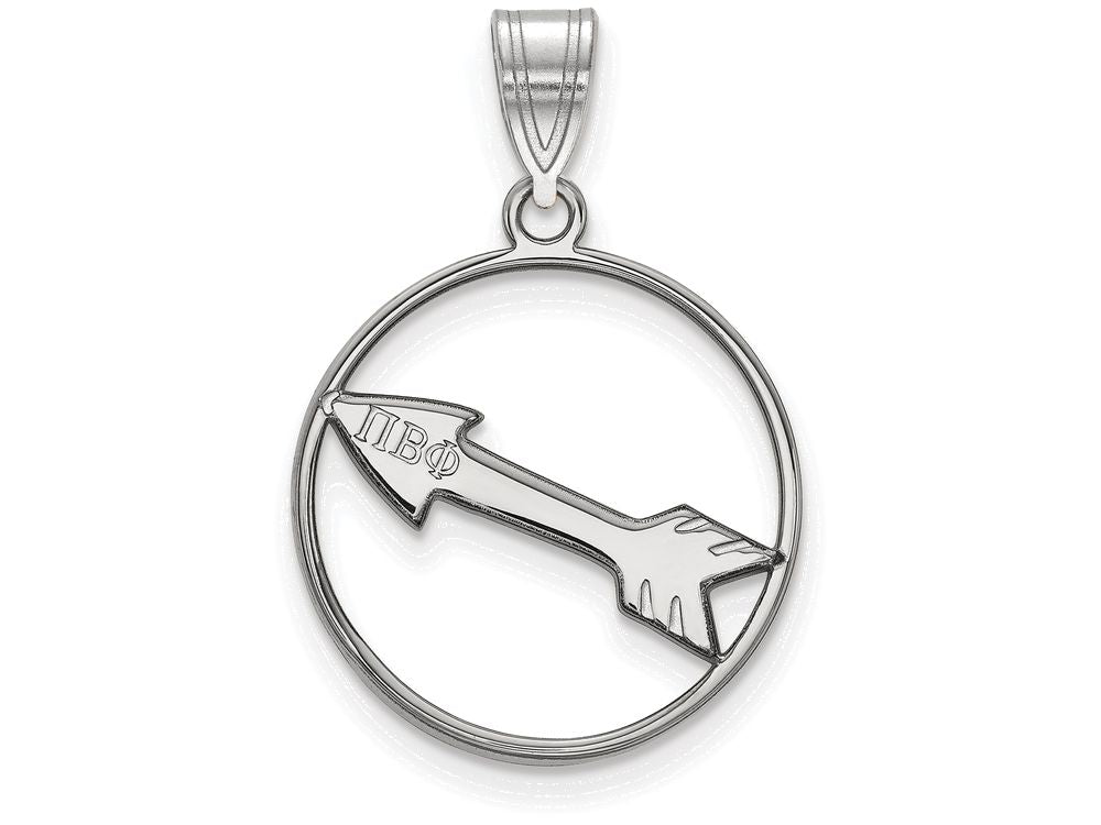 LogoArt Sterling Silver Pi Beta Phi Small Circle Pendant Necklace