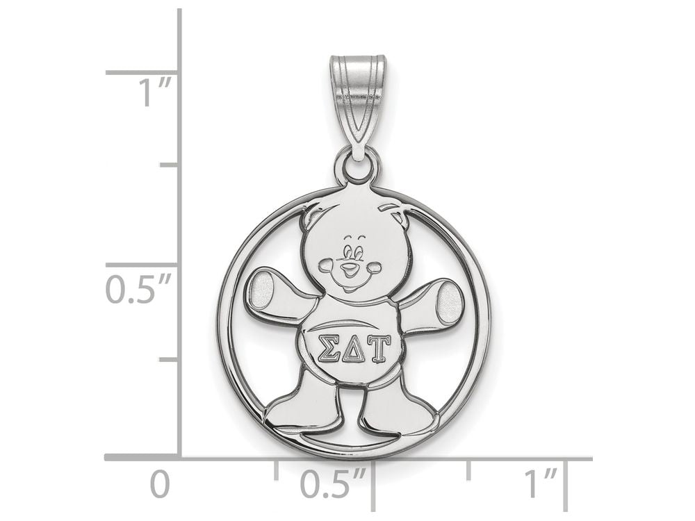LogoArt Sterling Silver Sigma Delta Tau Small Circle Pendant Necklace