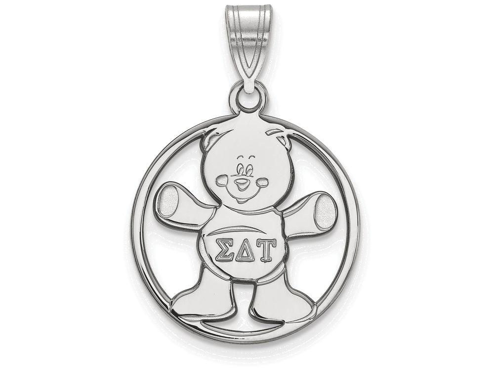 LogoArt Sterling Silver Sigma Delta Tau Small Circle Pendant Necklace