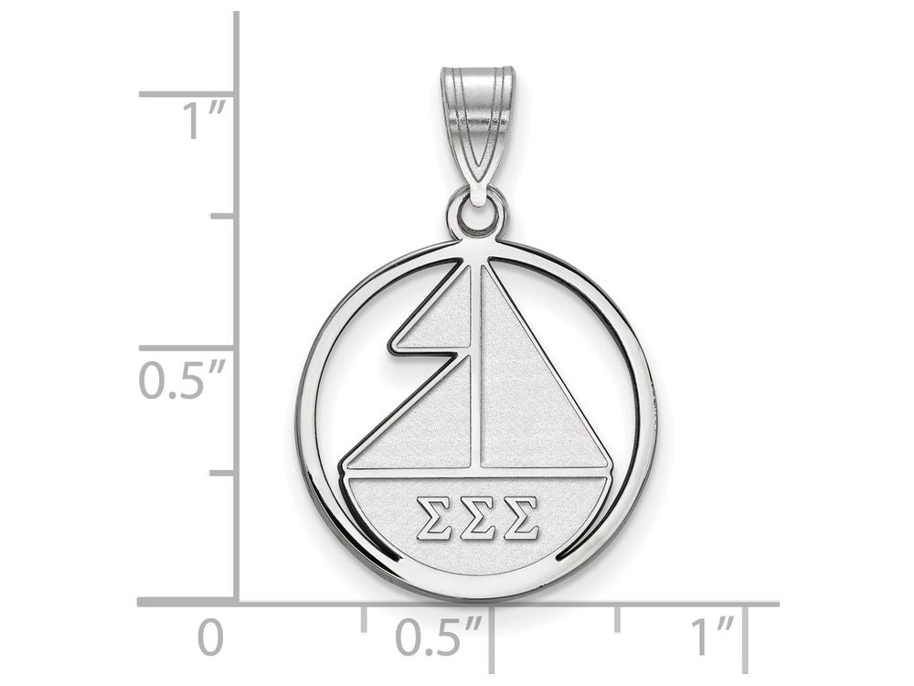 LogoArt Sterling Silver Sigma Sigma Sigma Small Circle Pendant Necklace