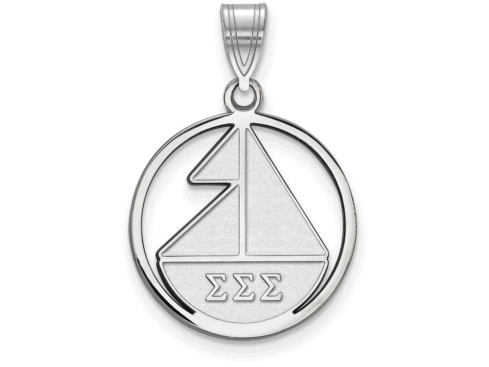 LogoArt Sterling Silver Sigma Sigma Sigma Small Circle Pendant Necklace