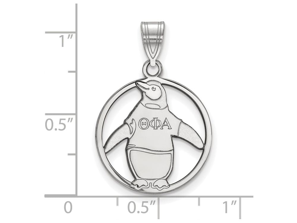 LogoArt Sterling Silver Theta Phi Alpha Small Circle Pendant Necklace