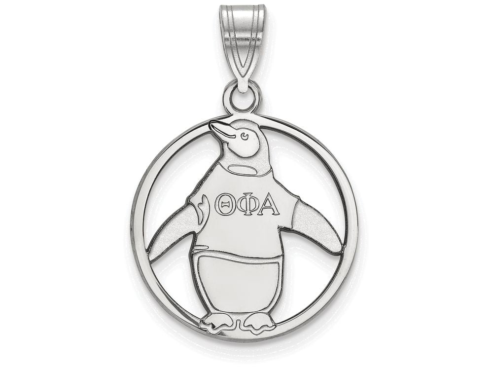 LogoArt Sterling Silver Theta Phi Alpha Small Circle Pendant Necklace