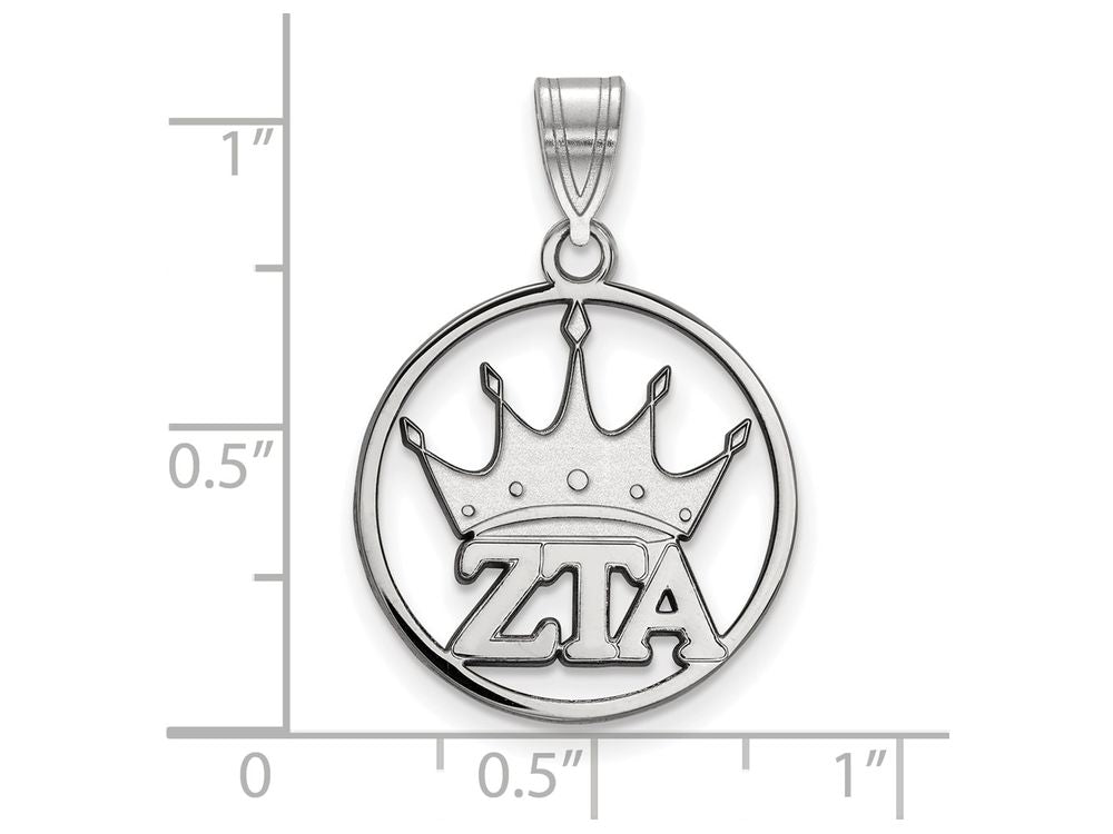 LogoArt Sterling Silver Zeta Tau Alpha Small Circle Pendant Necklace