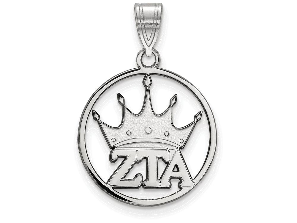 LogoArt Sterling Silver Zeta Tau Alpha Small Circle Pendant Necklace