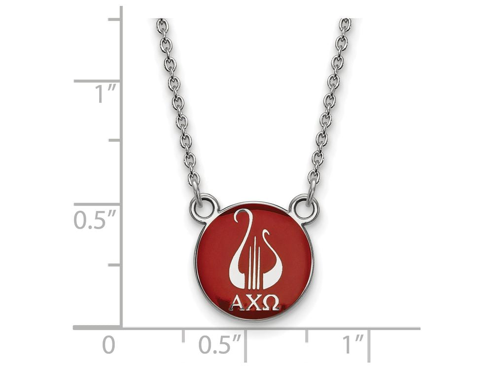 LogoArt Sterling Silver Alpha Chi Omega Extra Small Enameled Pendant Necklace With 18 Inch