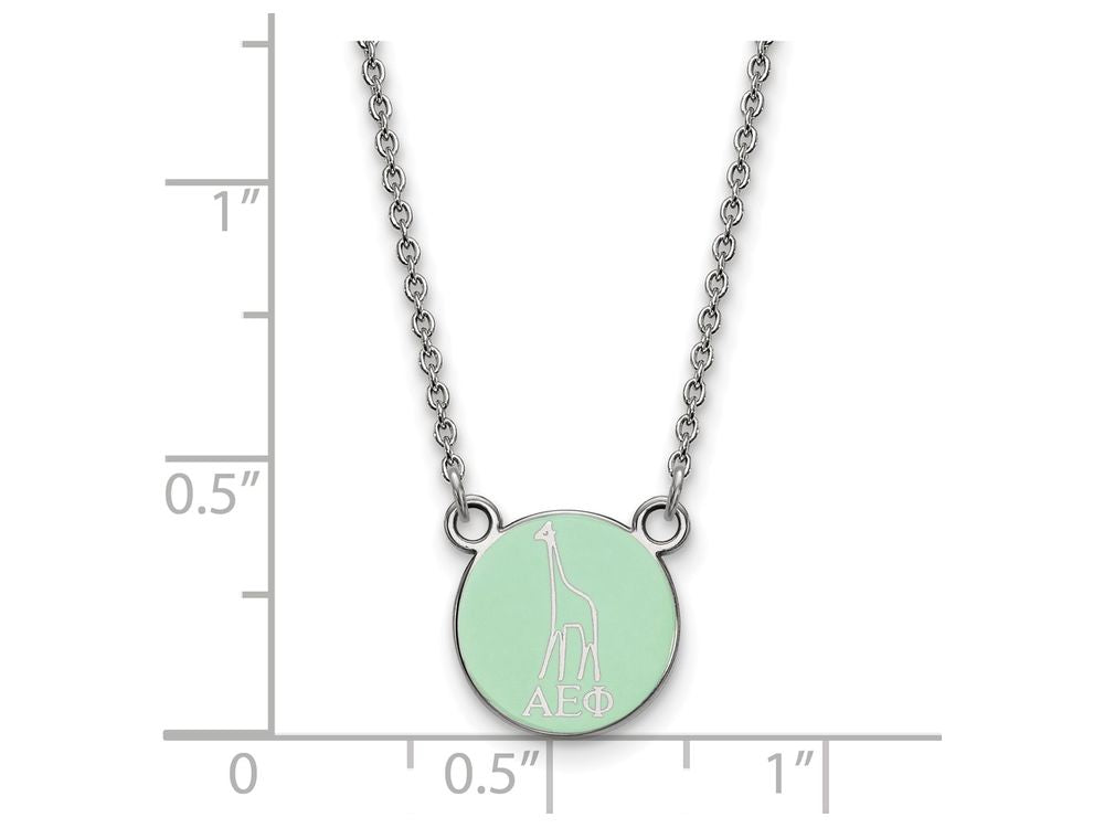 LogoArt Sterling Silver Alpha Epsilon Phi Extra Small Enameled Pendant Necklace With 18 Inch