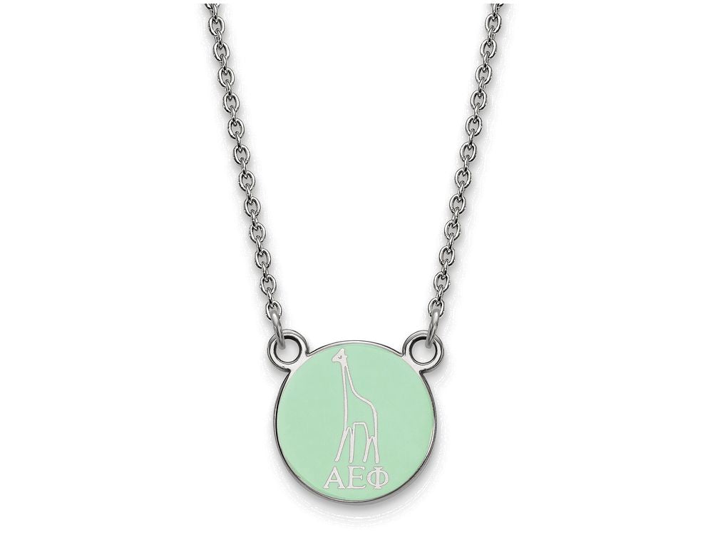 LogoArt Sterling Silver Alpha Epsilon Phi Extra Small Enameled Pendant Necklace With 18 Inch