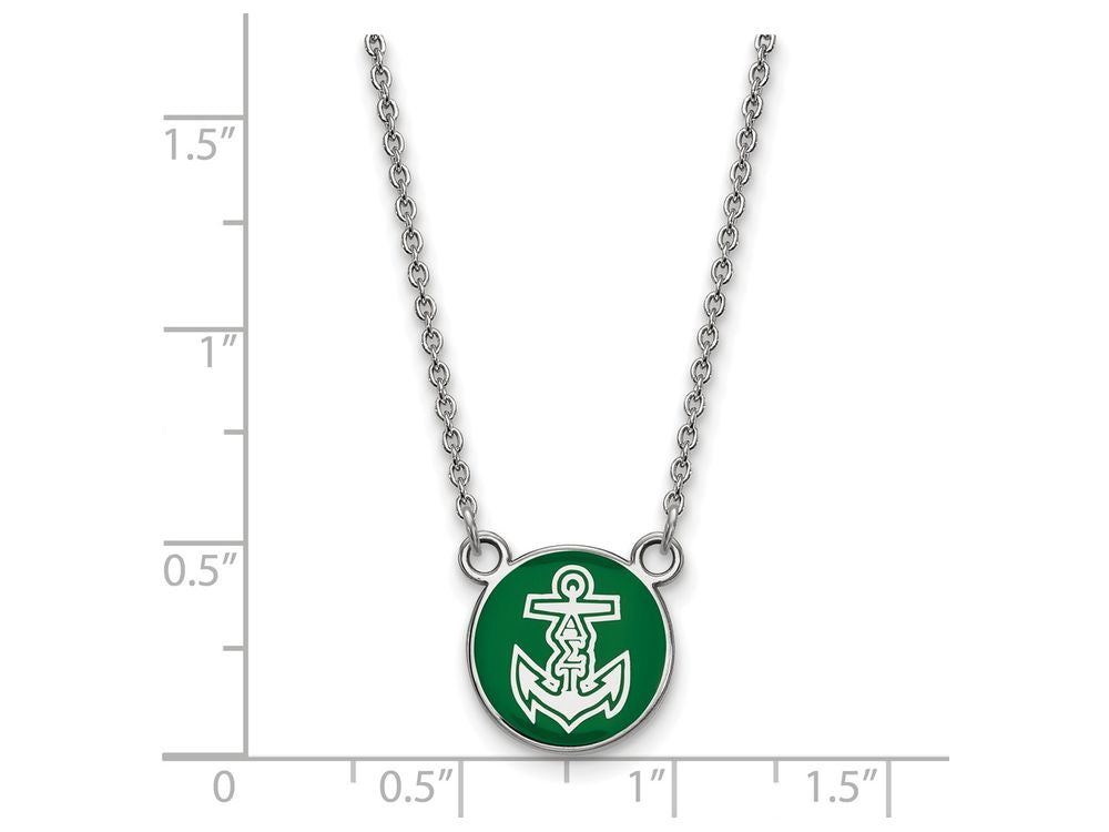 LogoArt Sterling Silver Alpha Sigma Tau Extra Small Enameled Pendant Necklace With 18 Inch