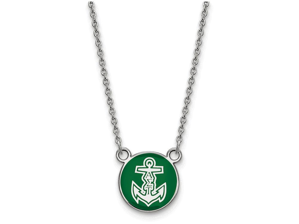 LogoArt Sterling Silver Alpha Sigma Tau Extra Small Enameled Pendant Necklace With 18 Inch
