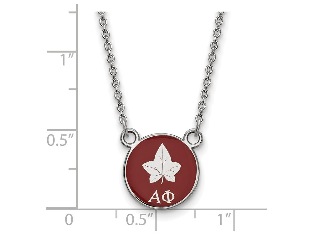 LogoArt Sterling Silver Alpha Phi Extra Small Enameled Pendant Necklace With 18 Inch