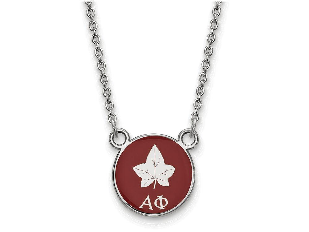 LogoArt Sterling Silver Alpha Phi Extra Small Enameled Pendant Necklace With 18 Inch