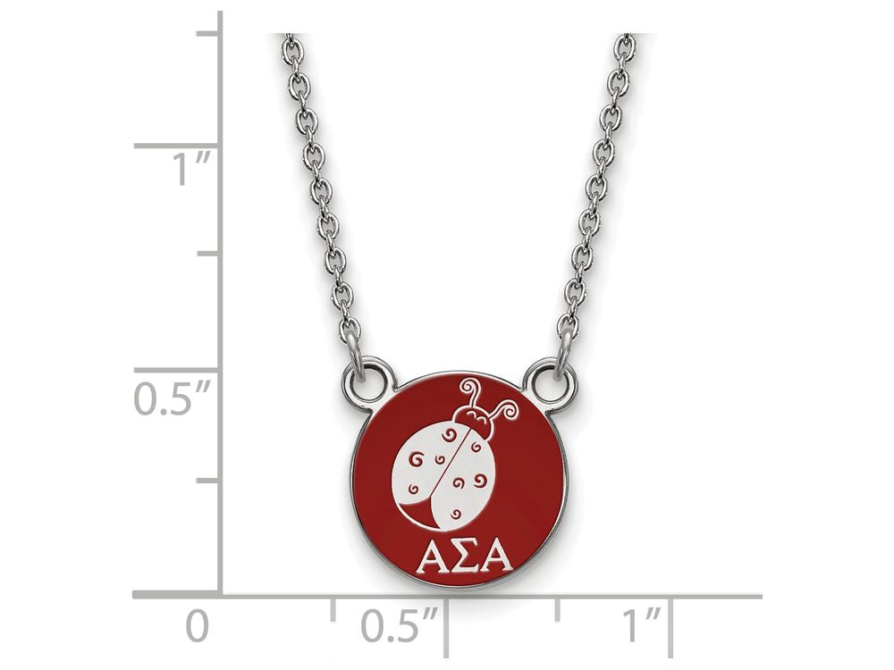 LogoArt Sterling Silver Alpha Sigma Alpha Extra Small Enameled Pendant Necklace With 18 Inch