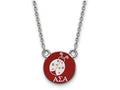 LogoArt Sterling Silver Alpha Sigma Alpha Extra Small Enameled Pendant Necklace With 18 Inch