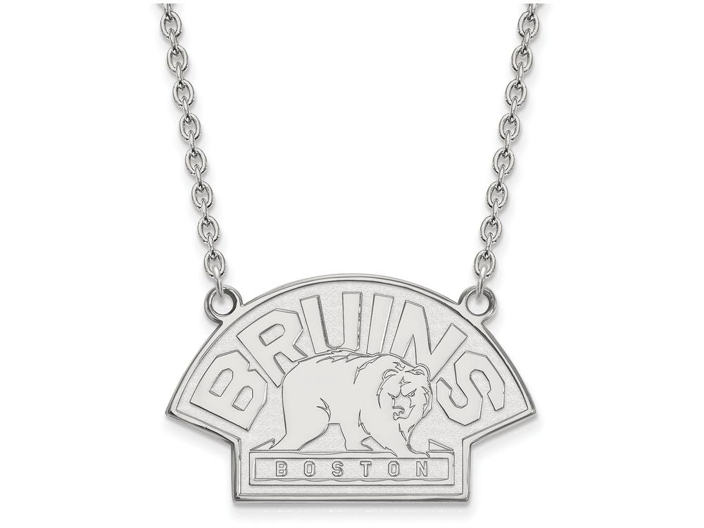 LogoArt Sterling Silver Boston Bruins Large Pendant Necklace