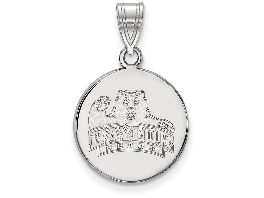 LogoArt Sterling Silver Baylor University Medium Disc Pendant Necklace