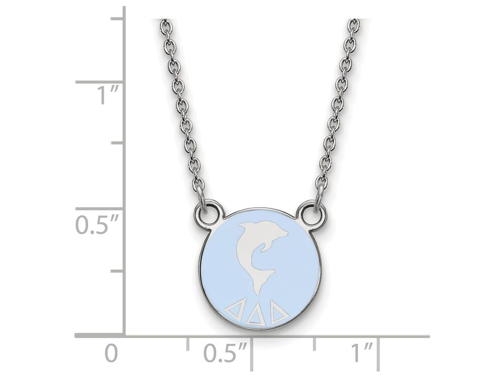 LogoArt Sterling Silver Delta Delta Delta Extra Small Enameled Pendant Necklace With 18 Inch