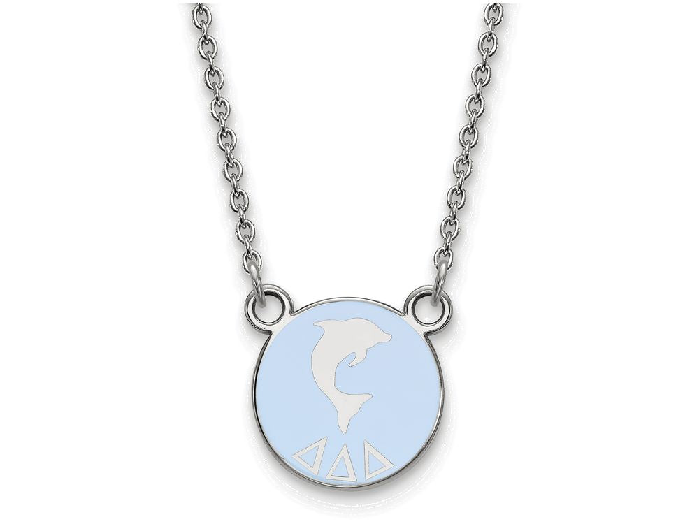LogoArt Sterling Silver Delta Delta Delta Extra Small Enameled Pendant Necklace With 18 Inch