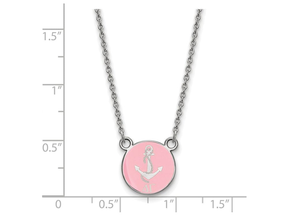 LogoArt Sterling Silver Delta Gamma Extra Small Enameled Pendant Necklace With 18 Inch