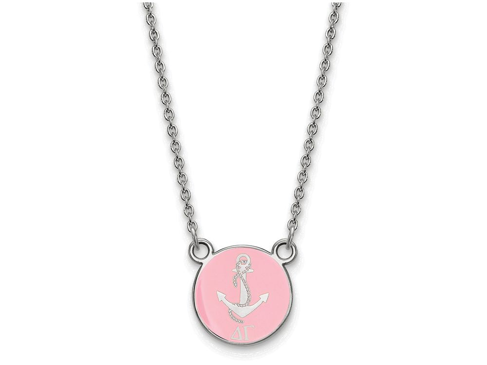 LogoArt Sterling Silver Delta Gamma Extra Small Enameled Pendant Necklace With 18 Inch