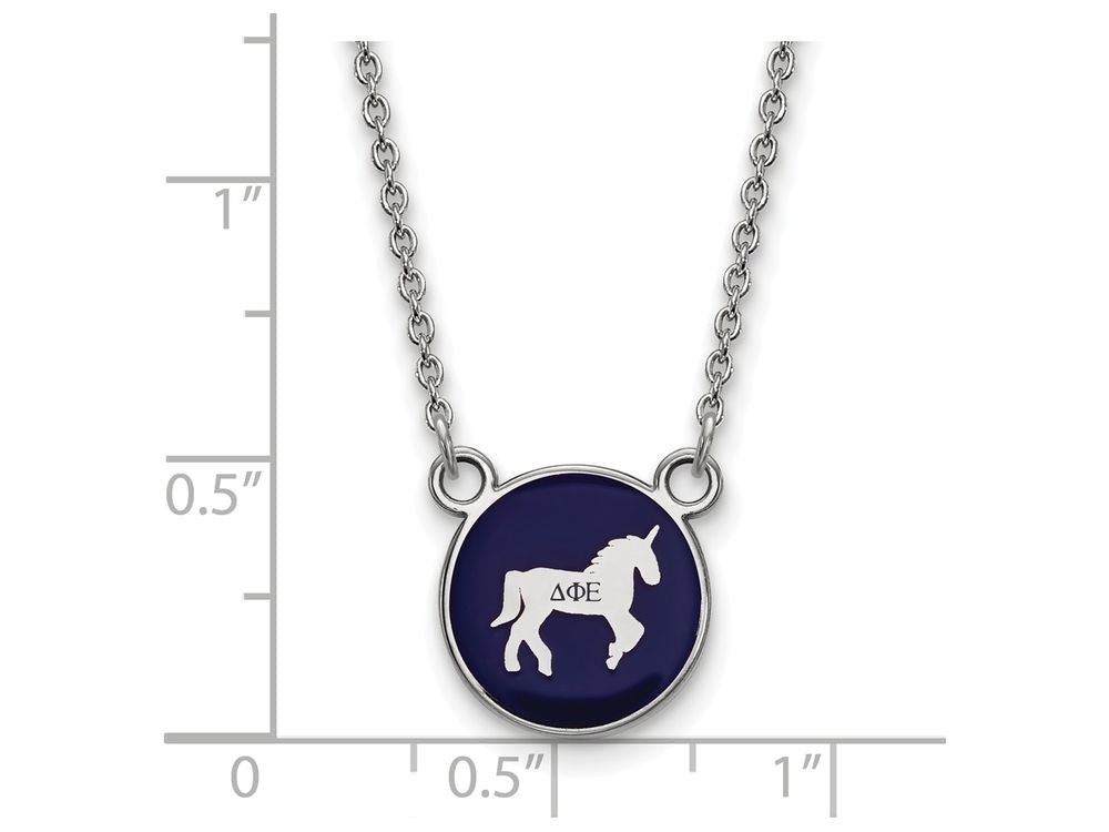 LogoArt Sterling Silver Delta Phi Epsilon Extra Small Enameled Pendant Necklace With 18 Inch