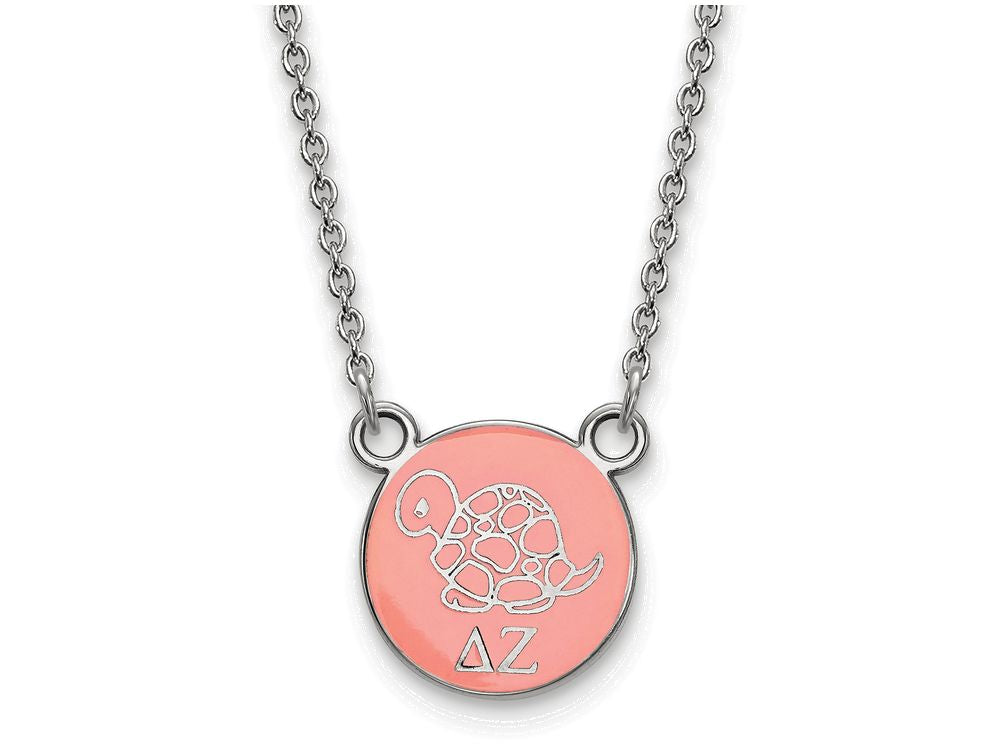 LogoArt Sterling Silver Delta Zeta Extra Small Enameled Pendant Necklace With 18 Inch