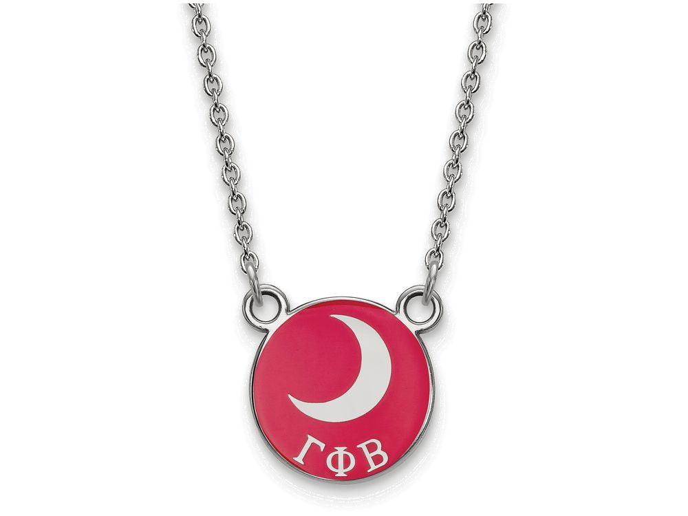 LogoArt Sterling Silver Gamma Phi Beta Extra Small Enameled Pendant Necklace With 18 Inch