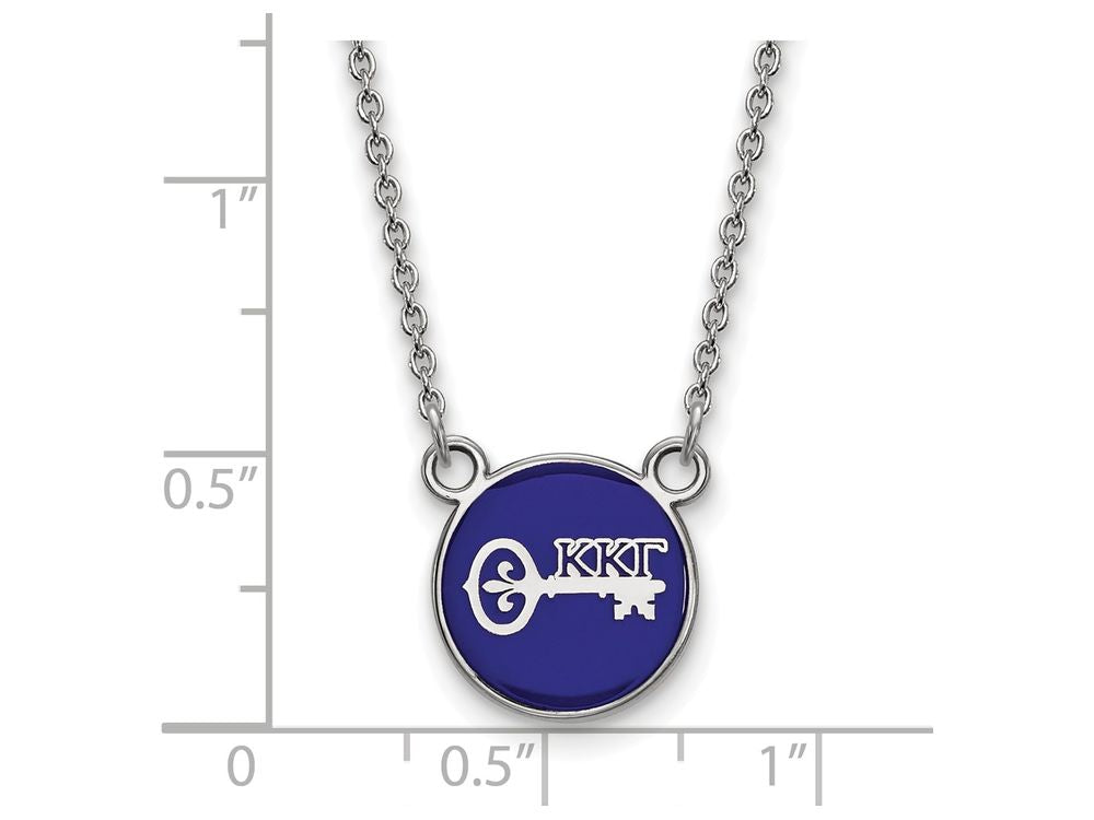 LogoArt Sterling Silver Kappa Kappa Gamma Extra Small Enameled Pendant Necklace With 18 Inch