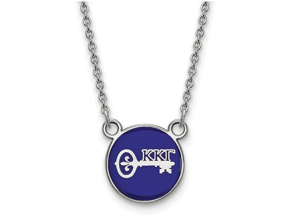 LogoArt Sterling Silver Kappa Kappa Gamma Extra Small Enameled Pendant Necklace With 18 Inch