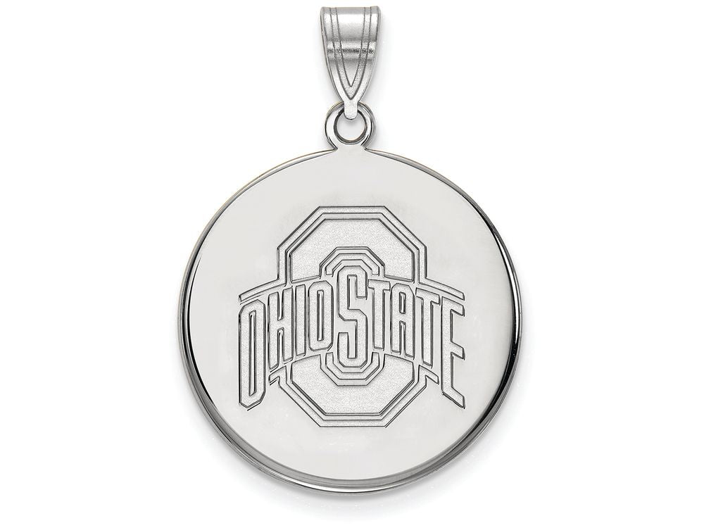 LogoArt Sterling Silver Ohio State University Large Disc Pendant Necklace