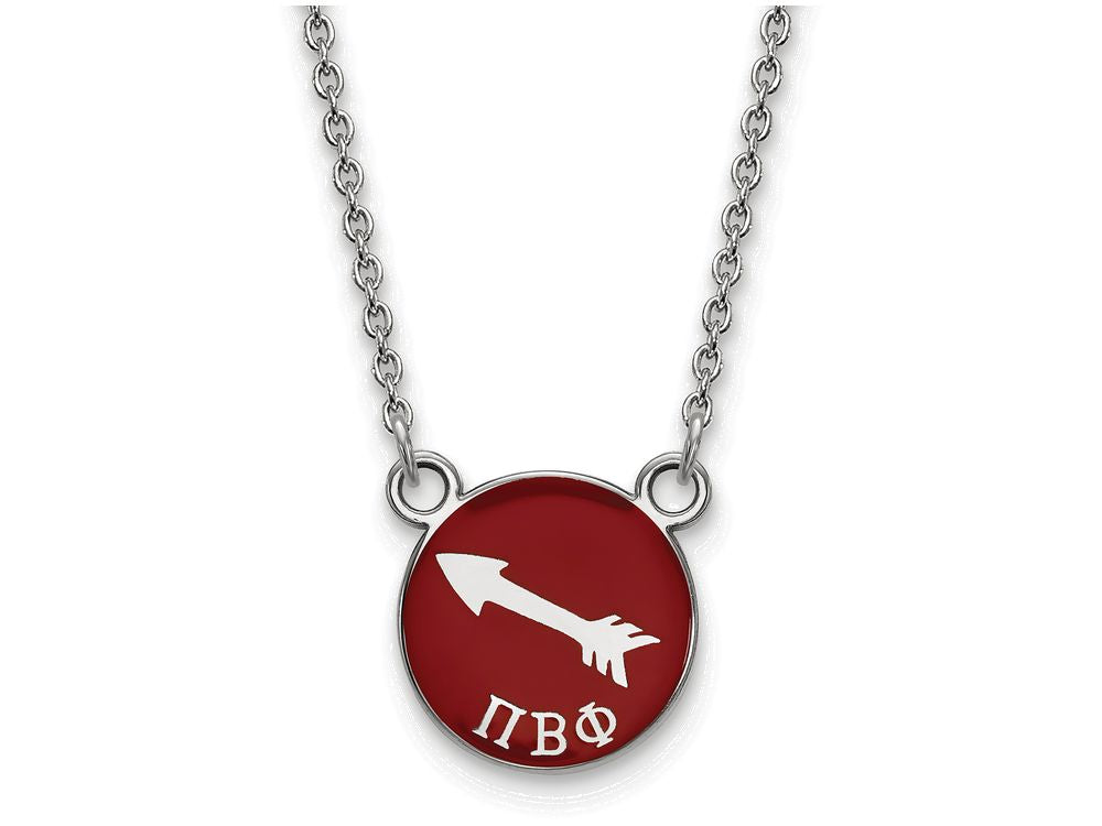 LogoArt Sterling Silver Pi Beta Phi Extra Small Enameled Pendant Necklace With 18 Inch