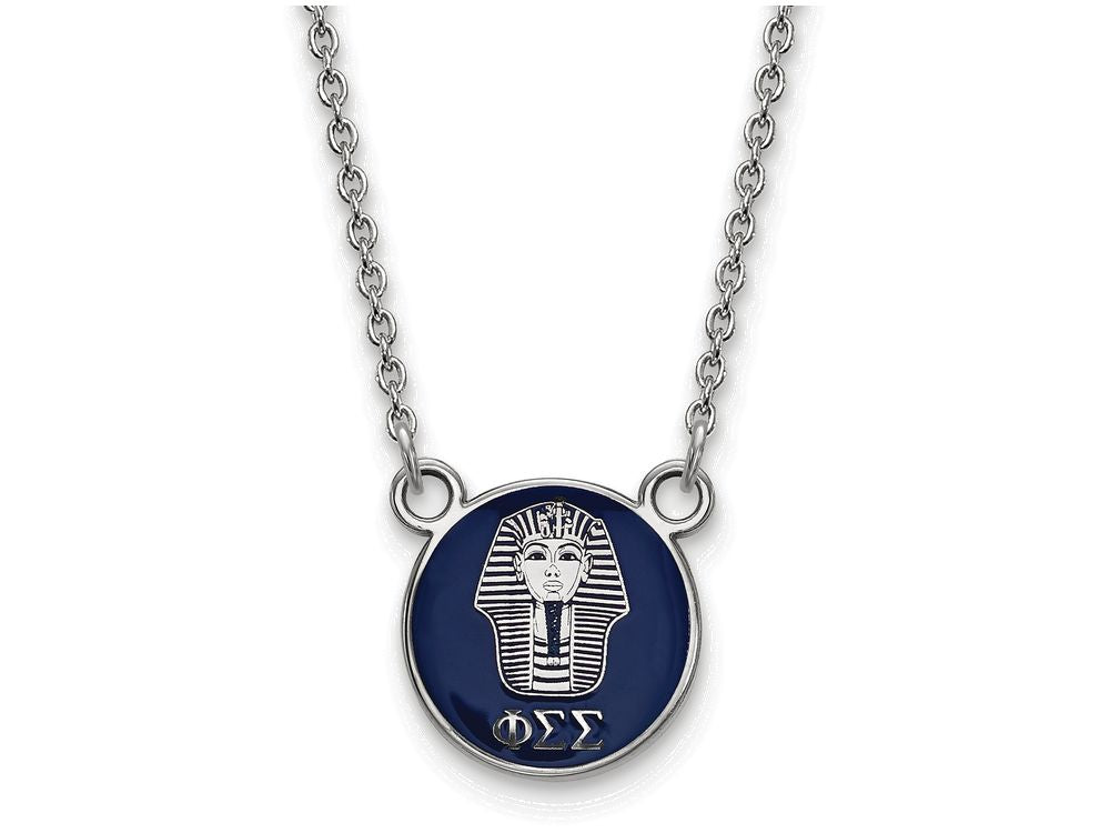 LogoArt Sterling Silver Phi Sigma Sigma Extra Small Enameled Pendant Necklace With 18 Inch
