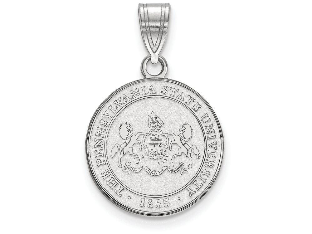 LogoArt Sterling Silver Penn State University Medium Crest Pendant Necklace