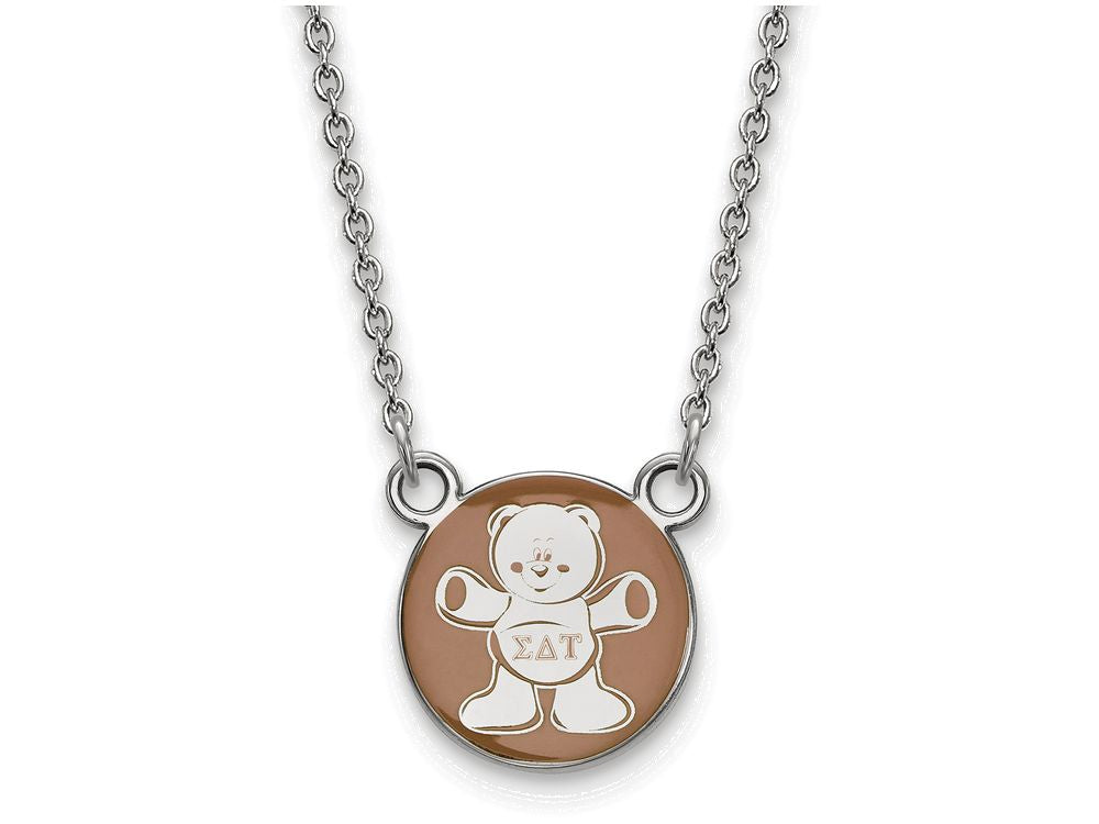 LogoArt Sterling Silver Sigma Delta Tau Extra Small Enameled Pendant Necklace With 18 Inch