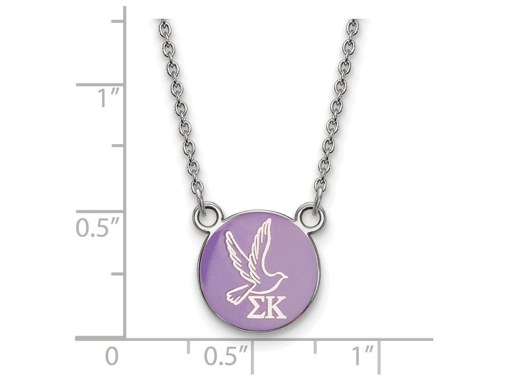 LogoArt Sterling Silver Sigma Kappa Extra Small Enameled Pendant Necklace With 18 Inch