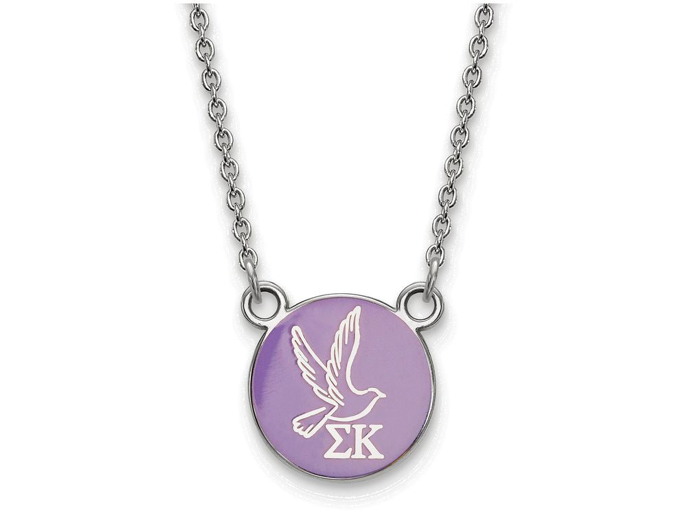 LogoArt Sterling Silver Sigma Kappa Extra Small Enameled Pendant Necklace With 18 Inch